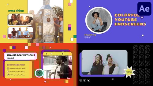 Colorful Media Endscreens for After Effects