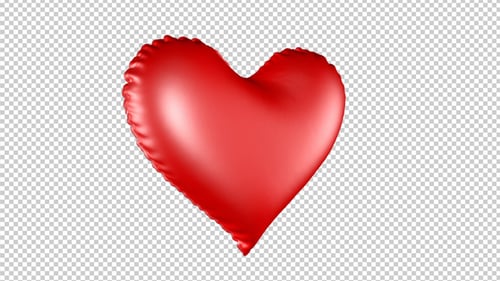 Rotating 3D Isolated Heart Balloon on Alpha Channel, Loop