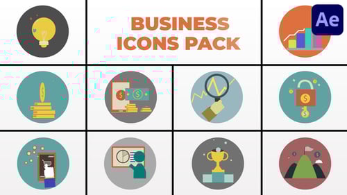 Animated Flat Design Business Icons for Corporate Projects