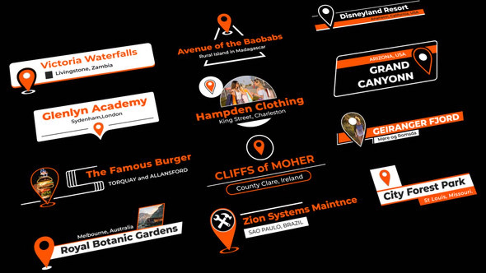 Clean Animated Location Lower Thirds with Dynamic Map Pins, Elements ft ...