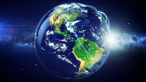 Rotating Planet Earth Global Network Connections