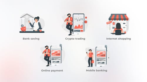 Digital Finance and Online Shopping Animated Flat Illustrations