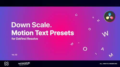 Down Scale Motion Text Presets Vol. 02 for DaVinci Resolve