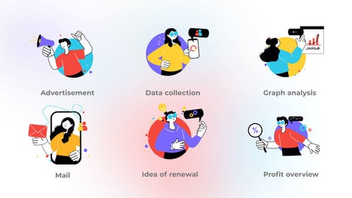 Animated Flat Design Business Concepts Icon Pack