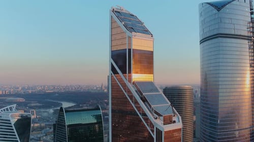 Flying Over the Moscow City Business Center