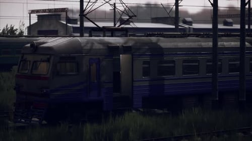 Abandoned Train Yard with Old and New Trains