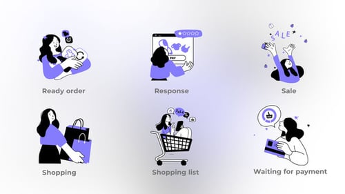 Compras en línea: conjunto de miniconceptos de Stonepictures