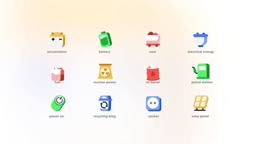 Animated Flat Icons for Power and Energy Concepts