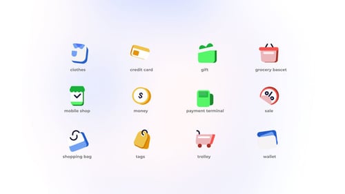 Animated Flat Shopping Icons for E-commerce and Retail