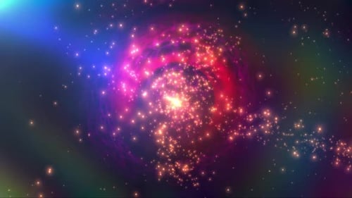 Abstract Cosmic Particle Swirl with Vibrant Nebula Colors