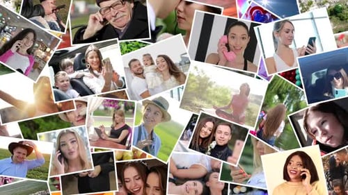 Hundreds of faces of multiracial people. Many multicultural different male and female