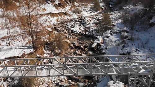 Aerial View of Mountain Landscape of Autumn Forest on the River