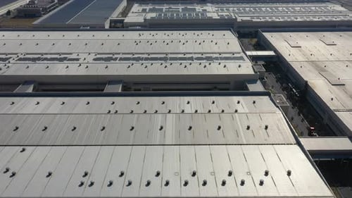 Factory building in city