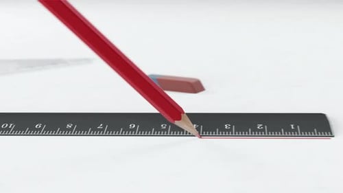 El lápiz rojo dibuja una línea a lo largo de la