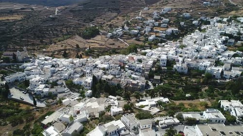 Village of Lefkes on the island of Paros in the Cyclades in Greece from the sky