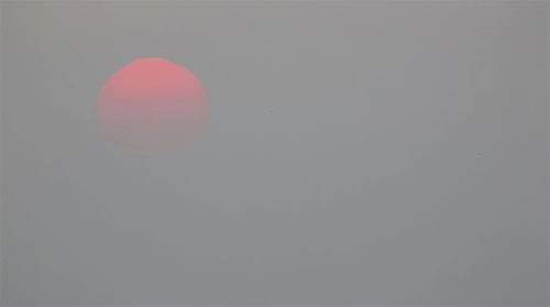 Abstract White Text and Shapes on Grey Background