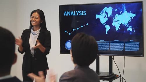 Business Presentation With World Map and Financial Data