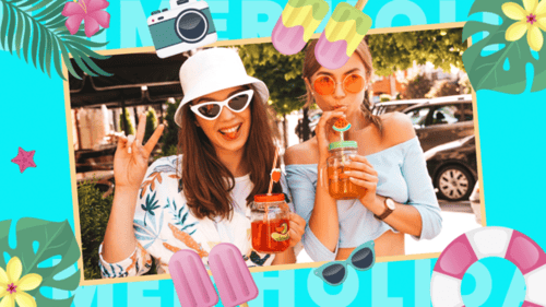 Bright Summer Vacation Photo Opener with Playful Icons