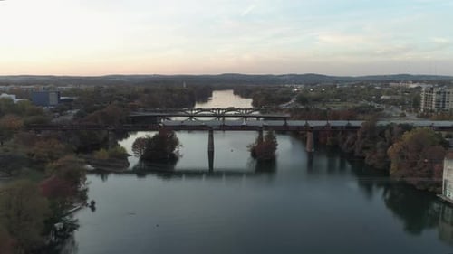 This video is about an aerial over the Colorado River in Austin, Texas. This video was filmed in 4k