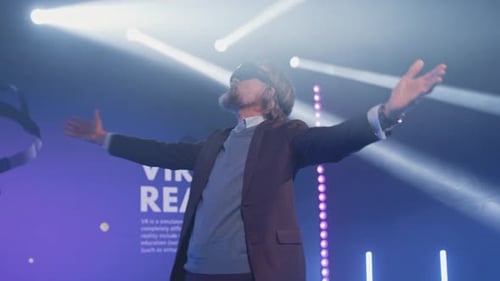 Man Wearing VR Headset Presents the Metaverse