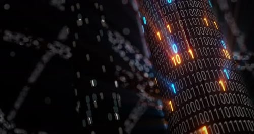Abstract Digital Binary Data Flow Cylinder