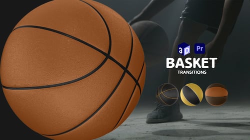 Transiciones de baloncesto para Premiere Pro | Paquete 3D Sports MOGRT