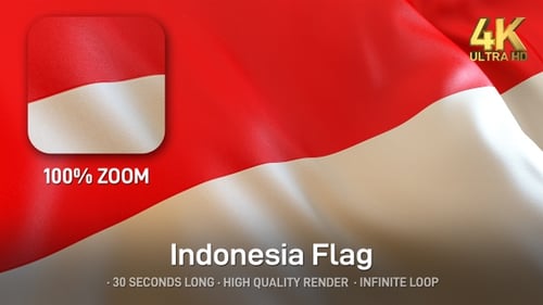 Monaco Flag Waving Loop with Realistic Fabric Texture