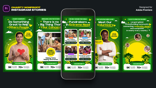 Clean Nonprofit Instagram Stories Template for Fundraising Campaigns