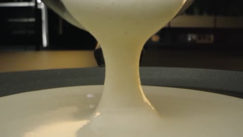 Pancake Batter Poured onto Round Pan