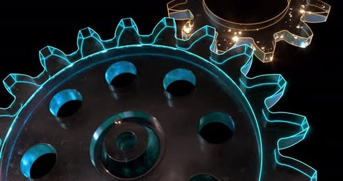 Animated Neon Gears Rotating for Technology Concepts