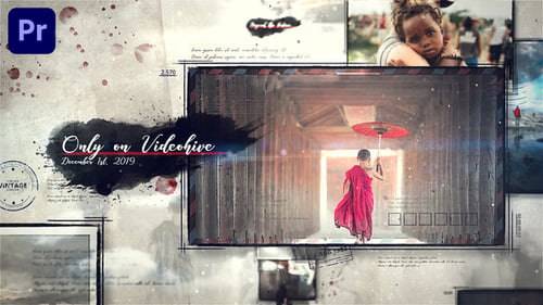 Artistic Vintage Photo Slideshow with Elegant Ink Transitions
