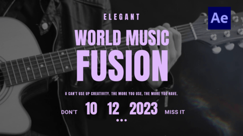 Dynamic Violet Text Animation for Music Event Titles