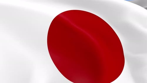 Realistic Waving Japan National Flag Animation Loop