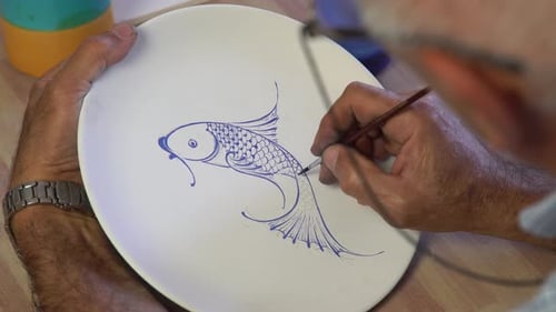 Azulejos y artista de cerámica