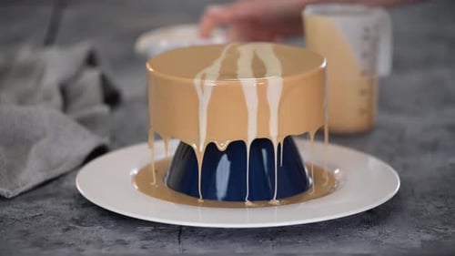 Glazing a Modern and Delicious Dessert Cake