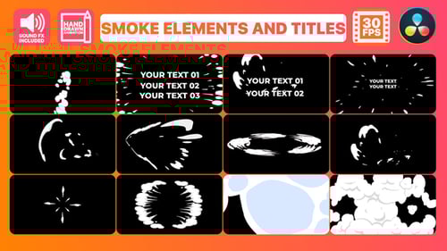 2D Smoke Elements And Titles for DaVinci Resolve