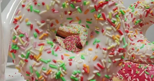 Colorful Donuts on Cake Stand