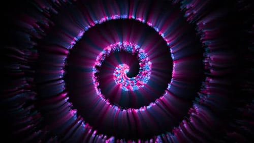 Neon Glowing Particle Spiral Formation Animation Loop