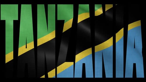Waving Tanzania Flag Text Reveal Animation