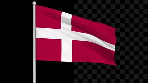 Realistic Denmark Flag Waving Loop with Alpha Channel