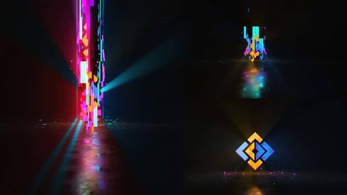 Futuristic Glitch Logo Reveal with Neon Light Effects