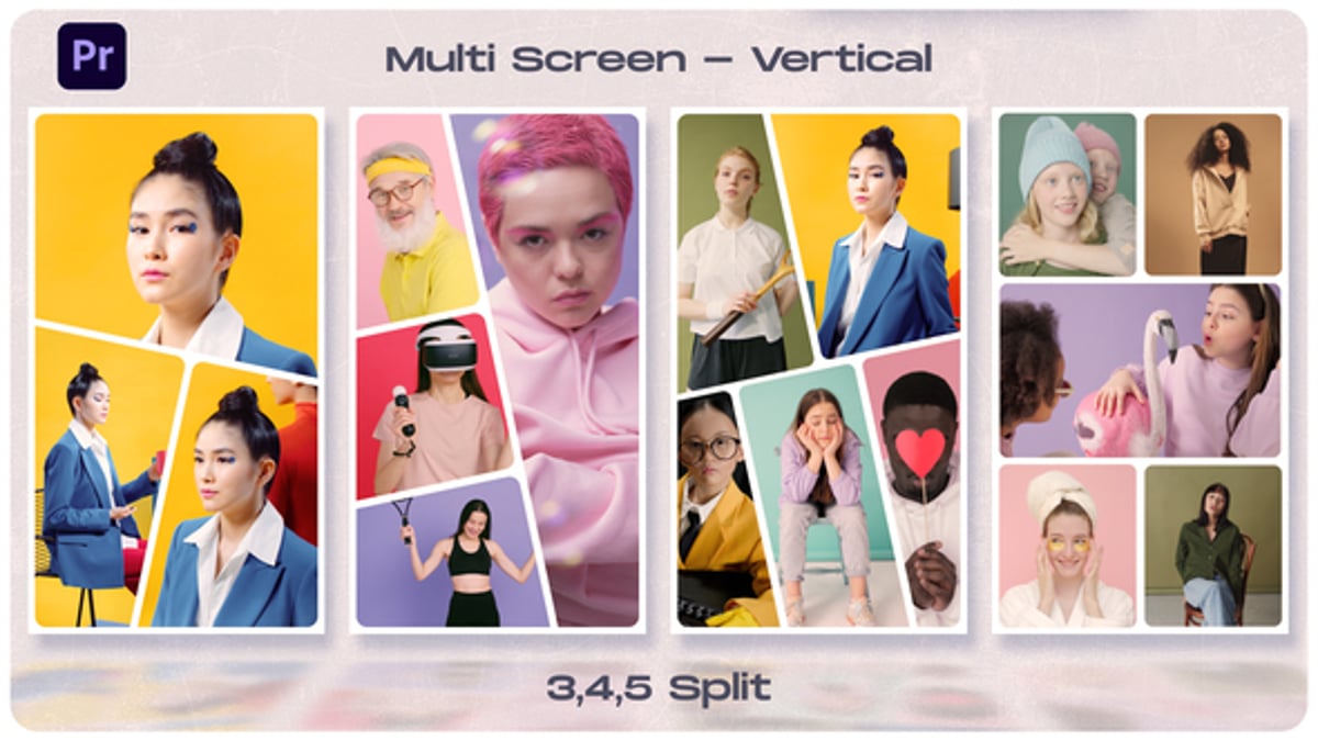 Dynamic Vertical Split Screen Grid Video Template, Video Displays ft ...