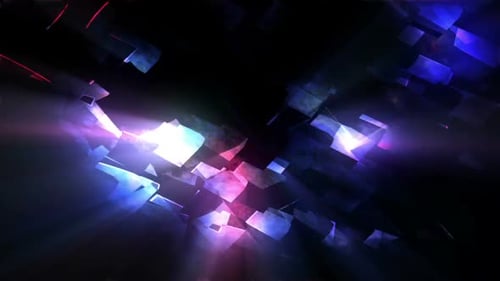 Glowing Neon Geometric Shards Abstract Looping Background