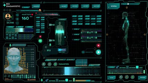Futuristic Bio Diagnostic UI: Medical HUD System Scan
