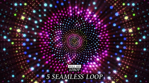 Colorful Glowing Dot Tunnel Loop Background Animation