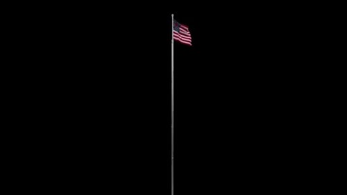 Realistic Waving American Flag on Pole Animation