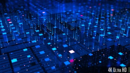 Placa de circuito de dados de computação futurista 4K com conceito de aprendizado de máquina de IA