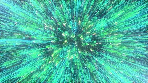 Dynamic Abstract Particle Burst Background in Green and Blue