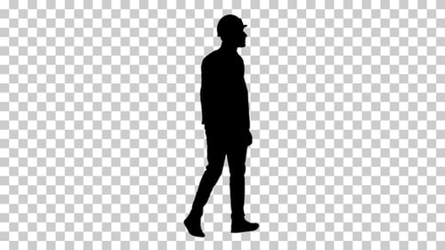 Ingeniero Silhouette Walking con casco, Alpha Channel