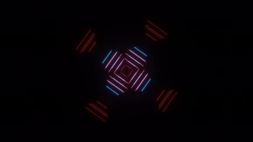 Túnel espacial futurista sem fim com luzes de néon